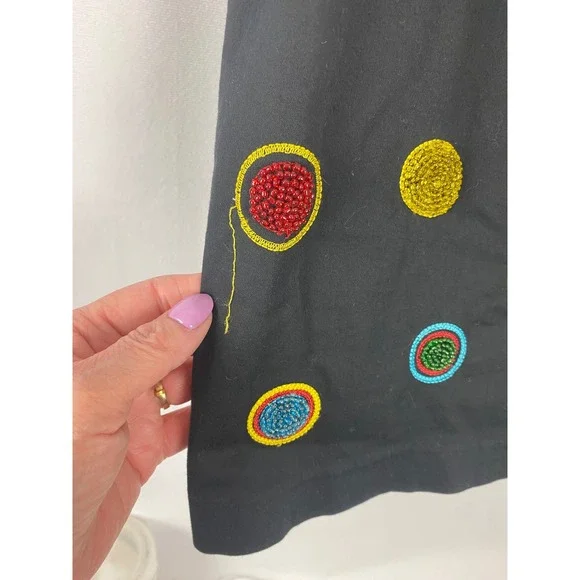 Wildlife New‎ York Black Beaded Circle Embellished Pencil Skirt Back Zip Slit - Picture 4 of 10